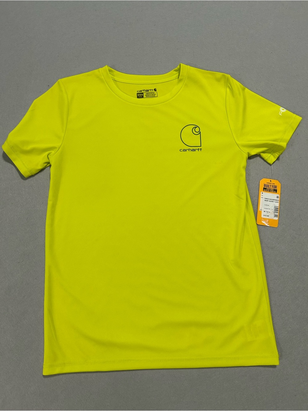 Carhartt Force Sun Defender Rugged Flex UPF 50+ UV Protection Yellow Kids Size M